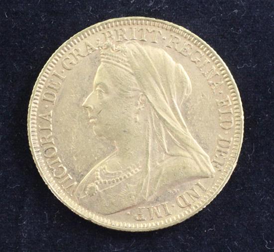 A Victoria Jubilee gold two pounds, 1893,